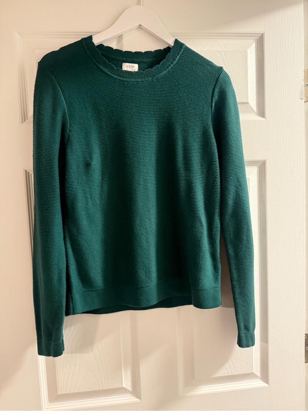 J. Crew green Scallop-Neck Crew Sweater
